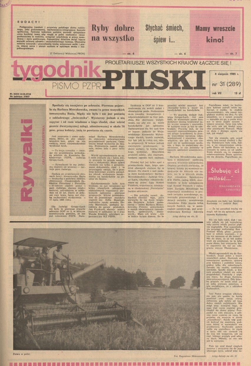Tour de Pologne, wybory i kolorowe telewizory. "Tygodnik Pilski" w 1985 i 1986 roku