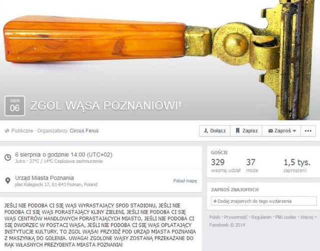 Zgol wąsa Poznaniowi