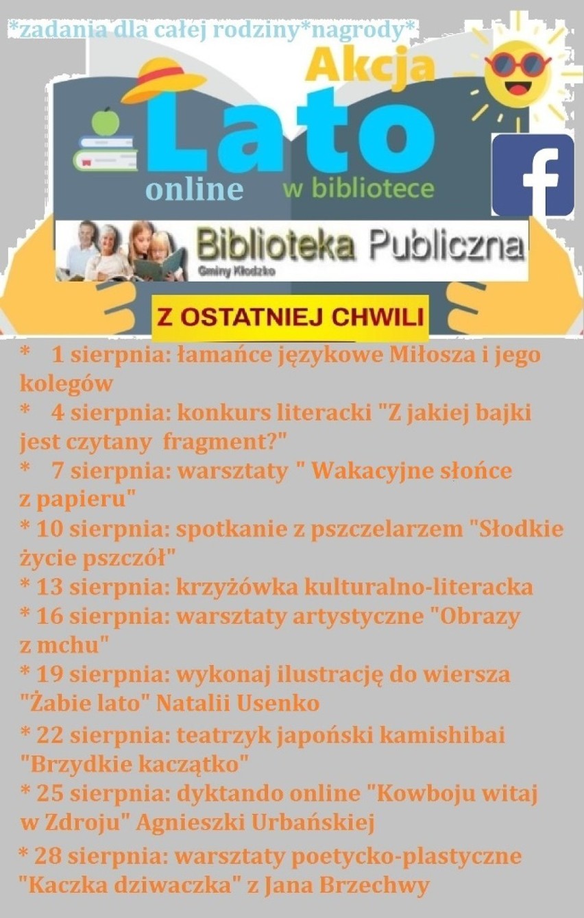 Wakacje online z Biblioteką Publiczną Gminy Kłodzko