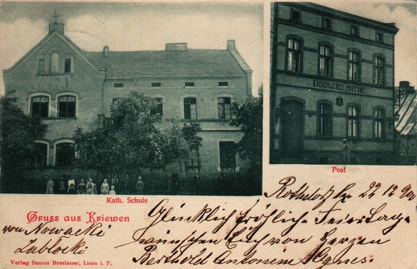 Krzywiń - po lewej dawna szkoła katolicka przy ul. Szczepana...