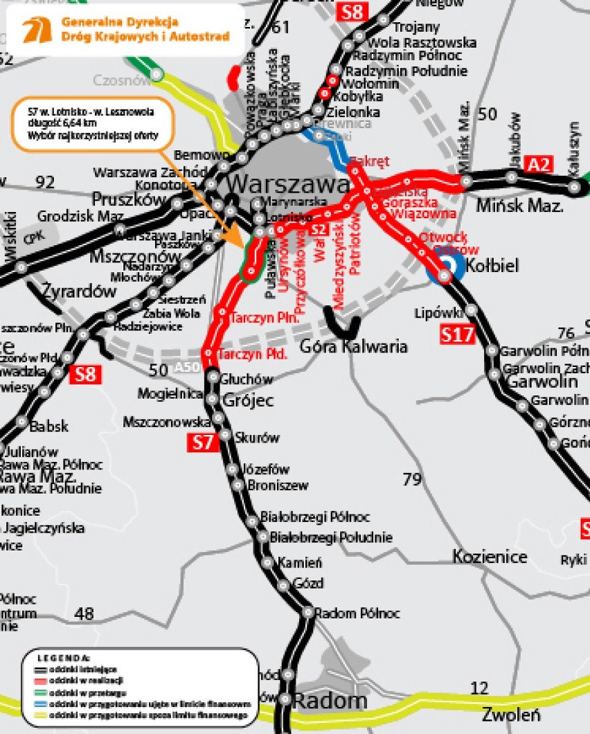 Wylotówki z Warszawy coraz bliżej. Znamy wykonawców S7 i chętnych na budowę autostrady A2