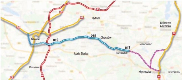 DTŚ do Mysłowic: Wschodni odcinek Drogowej Trasy Średnicowej docelowo połączyć ma Katowice (przez Mysłowice) z Jaworznem i Sosnowcem.