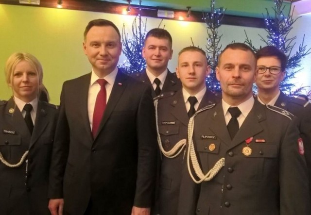 Delegacja żołnierzy z 1 Ośrodka Radioelektronicznego z Grójca brała udział w spotkaniu z prezydentem Andrzejem Dudą.