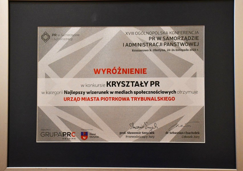 Piotrków wyróżniony za "Najlepszy wizerunek w mediach społecznościowych". Miasto laureatem konkursu "Kryształy PR"