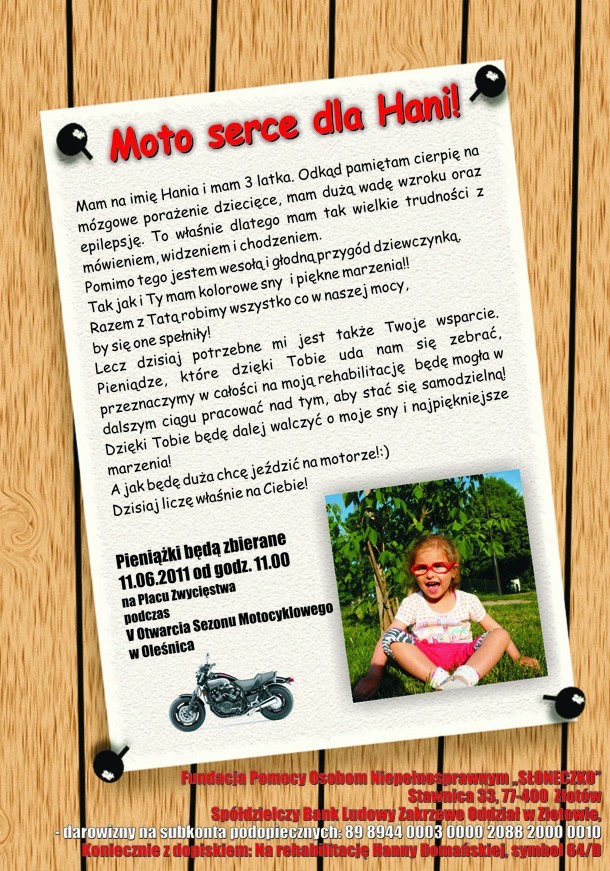 Oleśnica: Motocykliści dla małej Hani