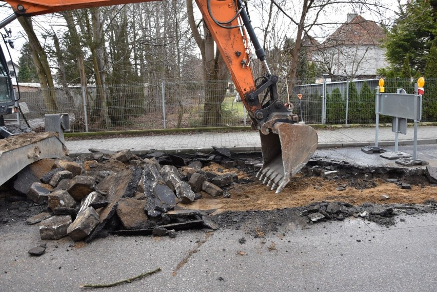 Ulica Chopina w Sławnie - początek inwestycji drogowej