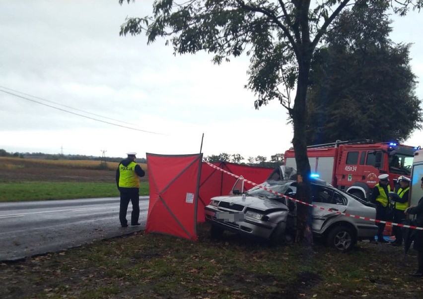Tragedia w Czekanowie na trasie Grudziądz - Brodnica. Samochód uderzył w drzewo, jedna osoba zginęła [zdjęcia]