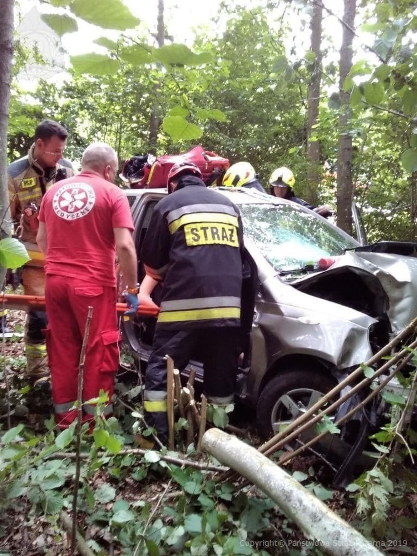 Wypadek w Liniewku, w gminie Tczew. Pasażerka uwięziona [ZDJĘCIA]