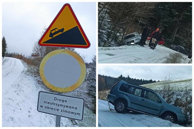 W sobotę warunki panujące na drogach Sądecczyzny zaskoczyły wielu kierowców. Kilka aut wylądowało w rowach