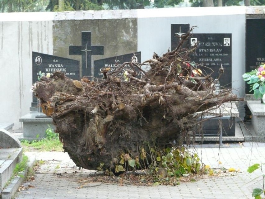 Cmentarz miesiąc po nawałnicy. Nadal wiele nagrobków jest zniszczonych. ZDJĘCIA