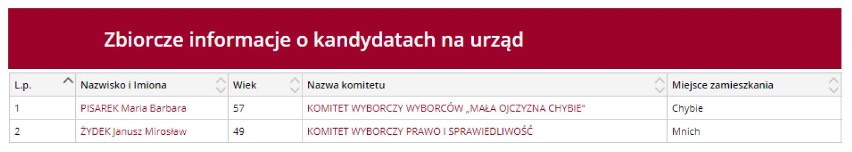 Kandydaci na wójta gminy Chybie. WYBORY 2018 w pow. cieszyńskim