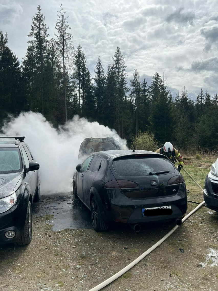 Pożar samochodu u wylotu Doliny Chochołowskiej