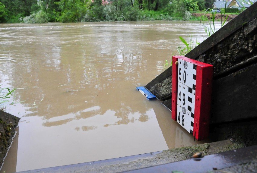 Poziom wody w Wisłoku w Krośnie przekroczył stan alarmowy, ale już powoli opada [ZDJĘCIA]