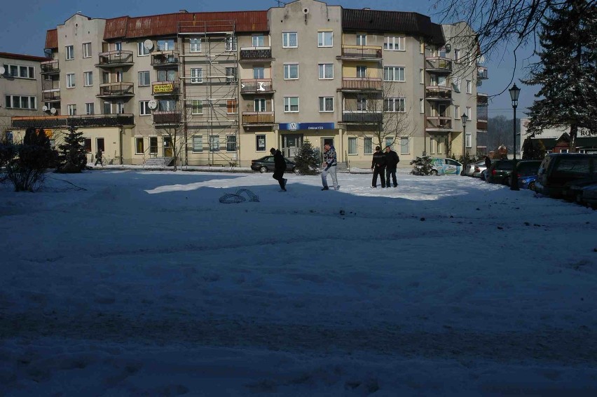 Sztum w budowie. Plac Wolności pod śniegiem