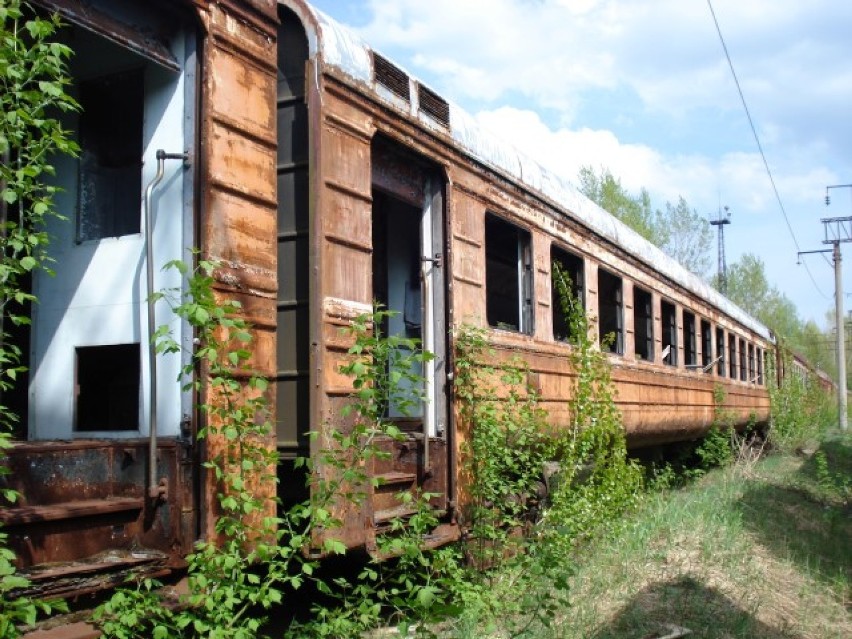 Pociąg na stacji kolejowej Janów