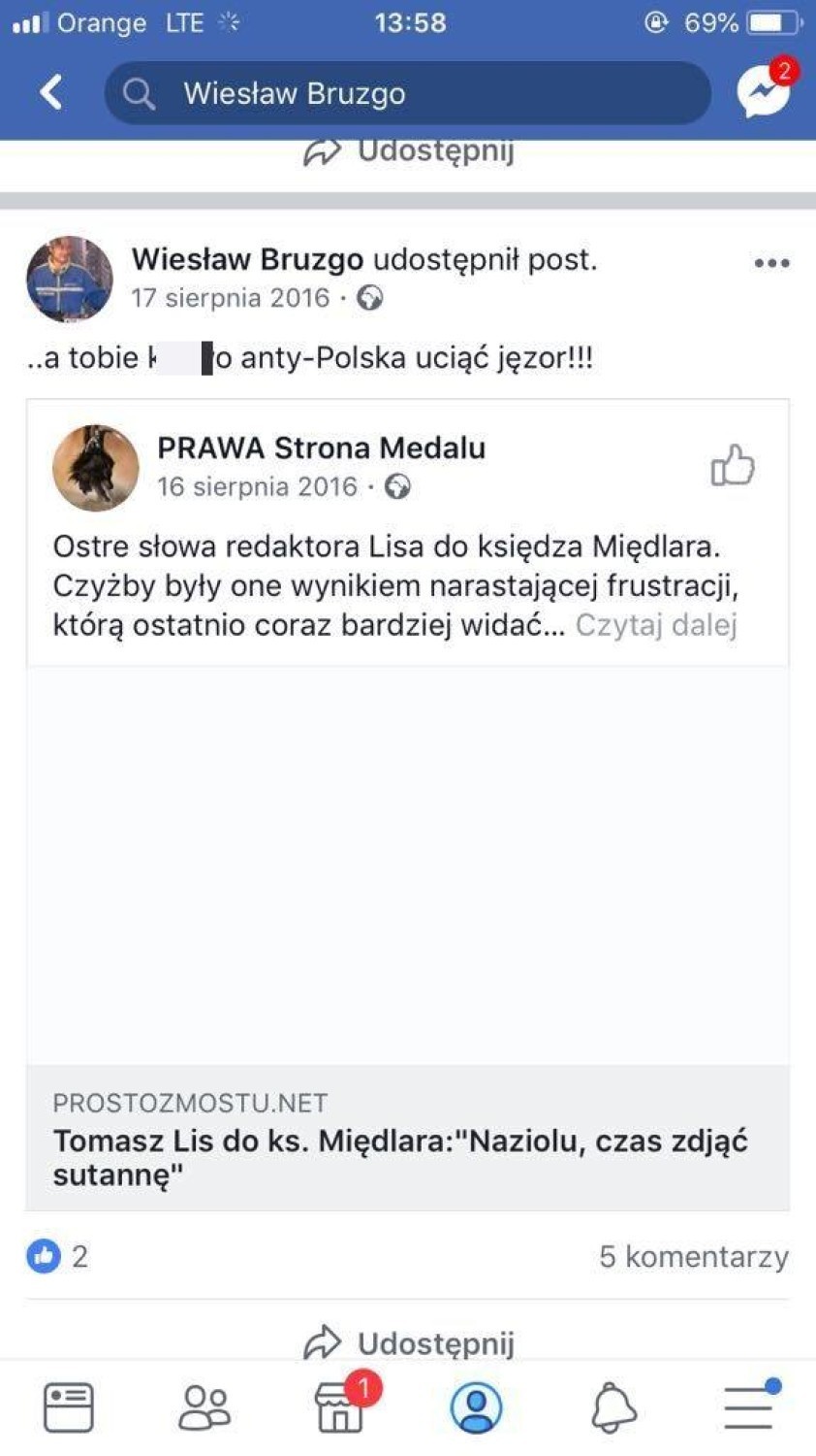 Wiesław Bruzgo sieje nienawiść w internecie