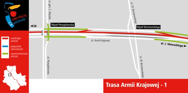 Trasa AK. Zmiany w ruchu - pojedziemy wyremontowaną częścią Mostu Grota-Roweckiego