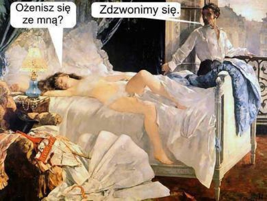 Obrazy znanych mistrzów bezlitośnie komentują rzeczywistość...