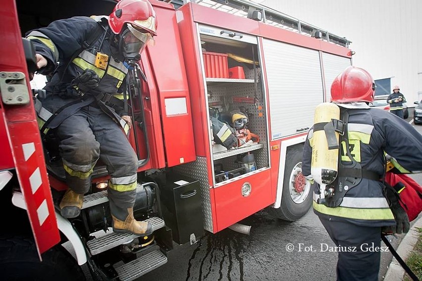 Ćwiczenia straży pożarnej zorganizowano na terenie zakładu...