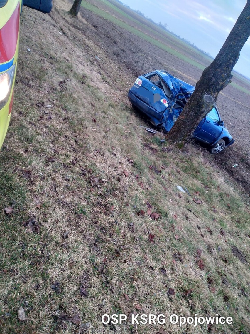 Pijany kierowca mazdy wjechał w drzewo w Łagiewnikach. trafił do szpitala