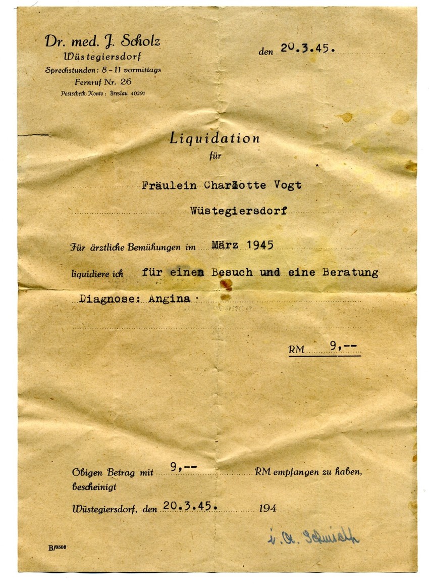 Głuszyca, marzec 1945. Lekarz zdiagnozował anginę
