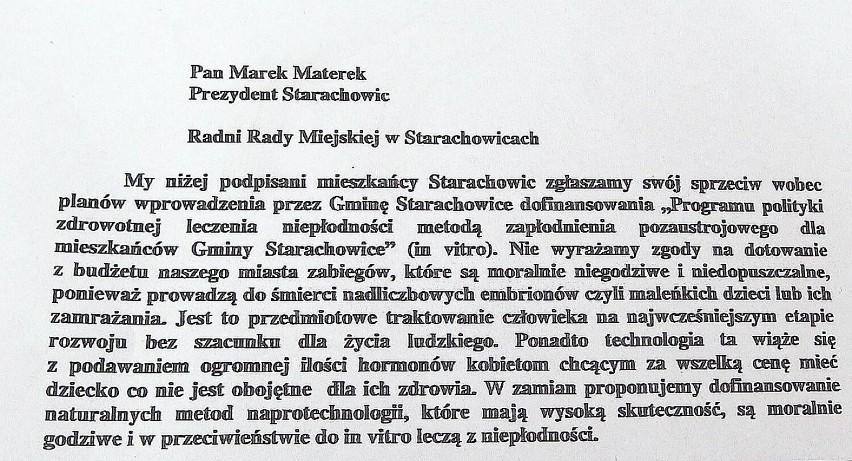 W Starachowicach będzie kolejna odsłona batalii o miejski program in vitro