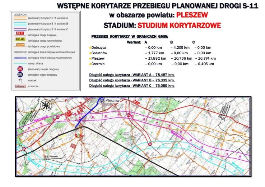 Generalna Dyrekcja Dróg Krajowych i Autostrad odpowiada na pytania w sprawie przebiegu S11 przez gminę Pleszew