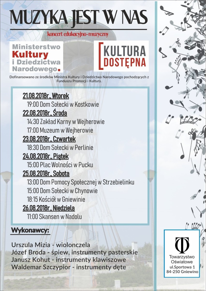 "Muzyka jest w nas", czyli dziewięć koncertów w sześć dni w gminie Gniewino, Wejherowie i Pucku [PROGRAM]
