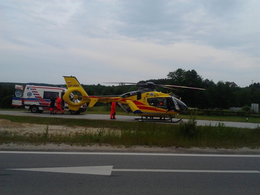 Rowerzysta helikopterem zabrany z trasy Przodkowo- Kobysewo