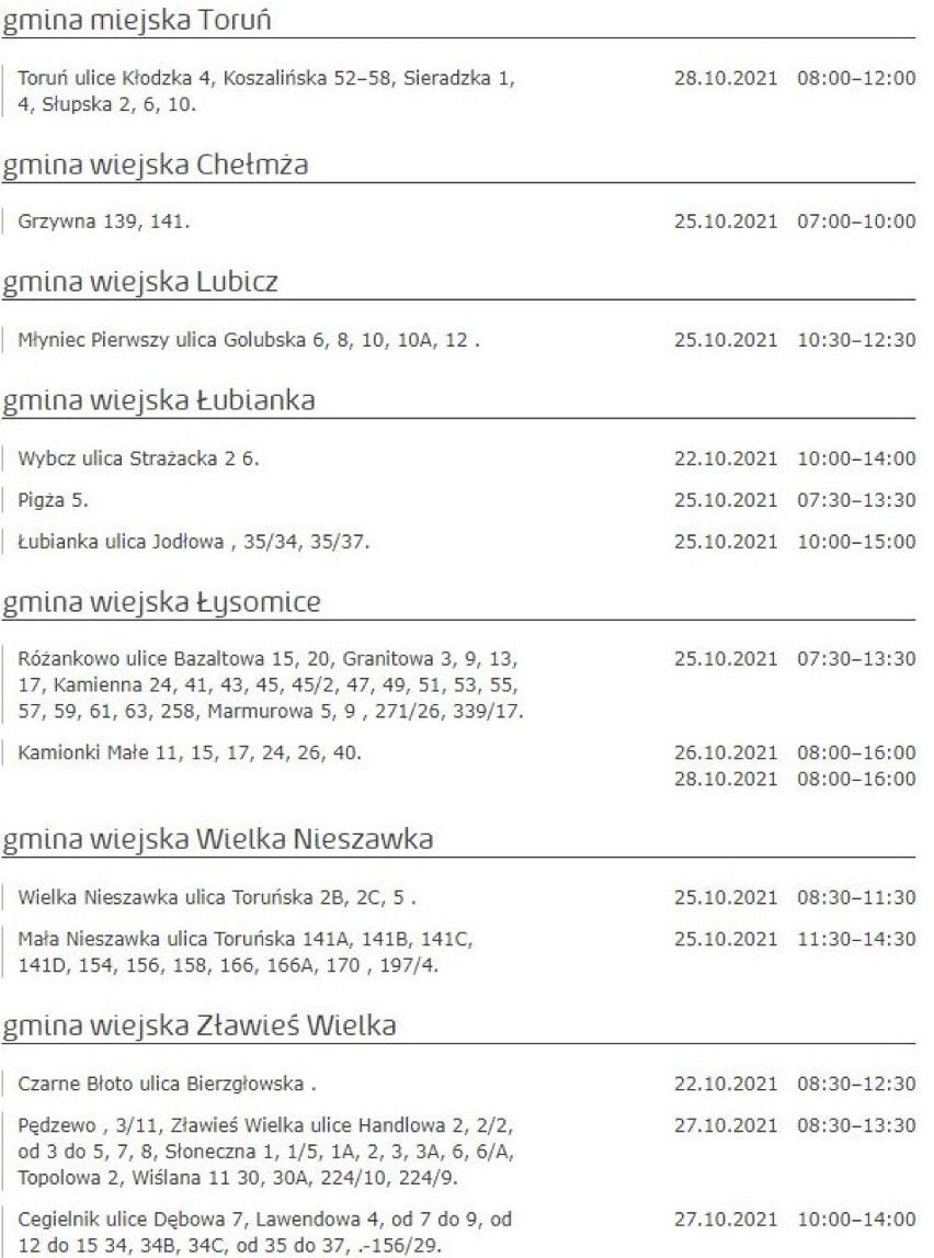 Wyłączenia prądu w Kujawsko-Pomorskiem. Wiemy gdzie i kiedy [miasta, gminy - 26 października 2021]