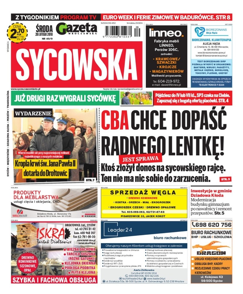 Nowa Gazeta Sycowska co środę w Twoim domu! Sprawdź, o czym piszemy w wydaniu 28 lutego