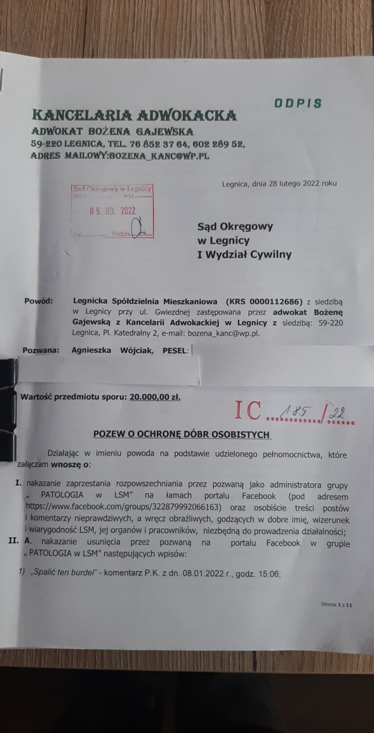 Czy w grupie Patologia w LSM jest kret? Pozew przeciwko administratorce