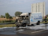 MODŁA KRÓLEWSKA - Pożar samochodu na autostradzie A-2