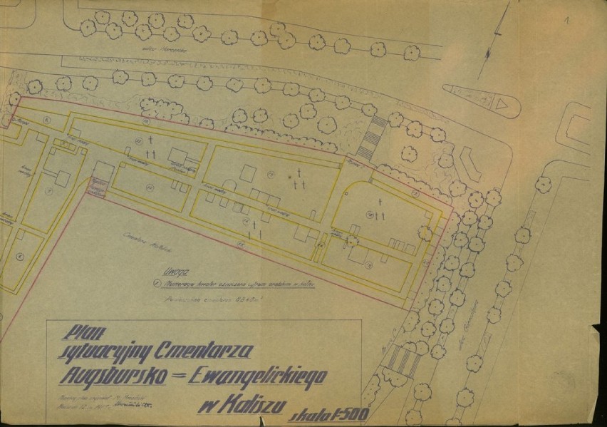 Plan sytuacyjny cmentarza ewangelicko-augsburskiego w...