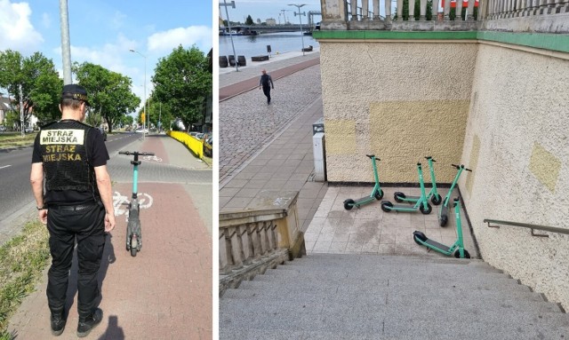 Źle zaparkowane, porzucone hulajnogi to ostatnio bolączka  mieszkańców i kierowców w Szczecinie. Co sądzą o akcji Straży Miejskiej o mandatowaniu za nieprawidłowe odstawienie hulajnogi? Komentarze przeczytasz pod zdjęciami >>>