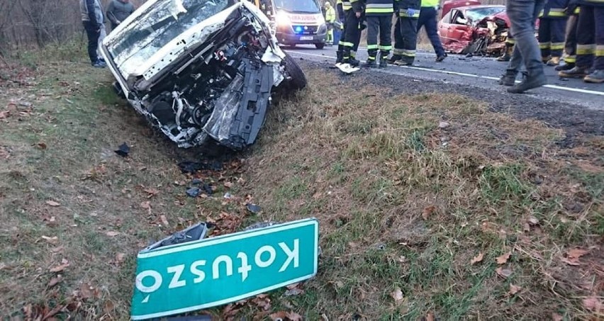 Wypadek na drodze krajowej nr 74 w Jaksonku w powiecie piotrkowskim. Rannych siedem osób [ZDJĘCIA]