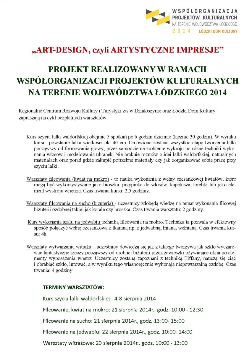 Ciekawe warsztaty rękodzielnicze w Działoszynie. Trwają zapisy