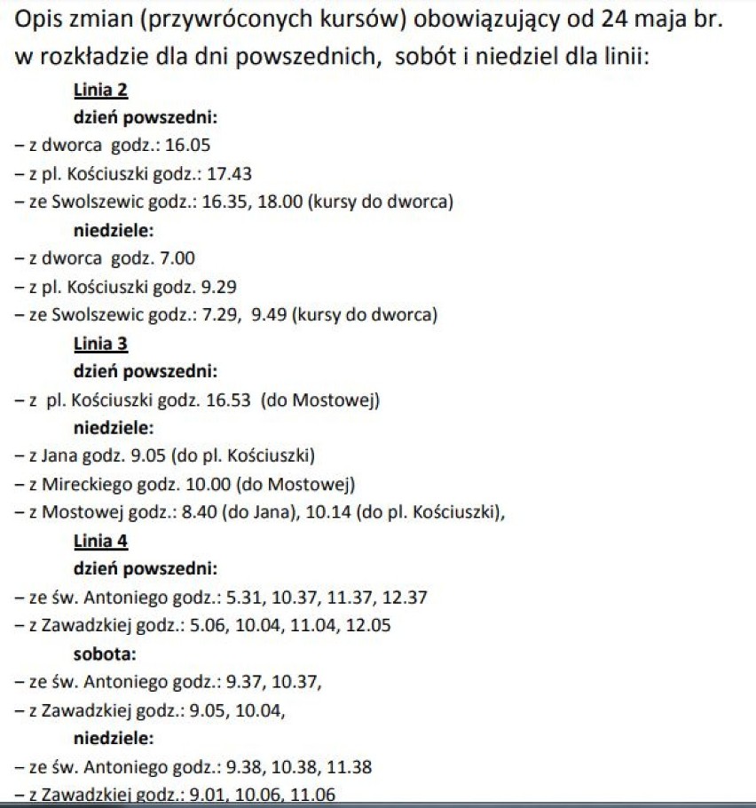 Będzie więcej kursów autobusów MZK. Których linii i gmin dotyczą zmiany w rozkładzie? [rozkład]  