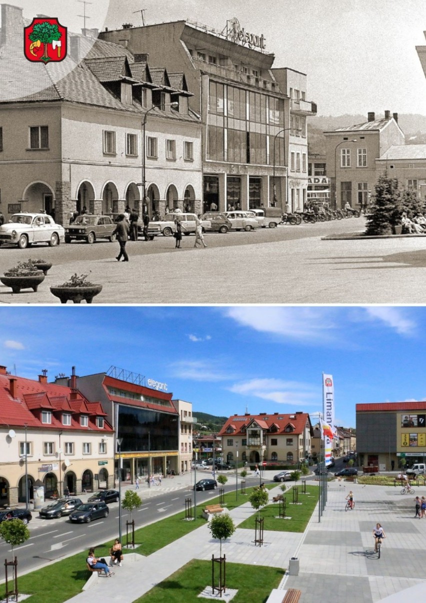 Limanowa. Rynek zmienił się nie do poznania. Zobacz jak wyglądał lata temu, a jak dziś [ZDJĘCIA]