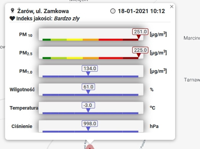 Smog w Świdnicy. Jakość powietrza od rana bardzo zła. Spacer nie nic wspólnego ze zdrowiem