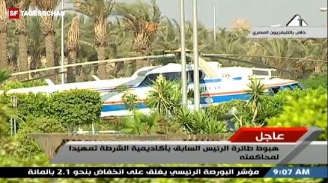 Helikopter z Mubarakiem na pokładzie ląduje w Kairze (videoportal.sf.tv)