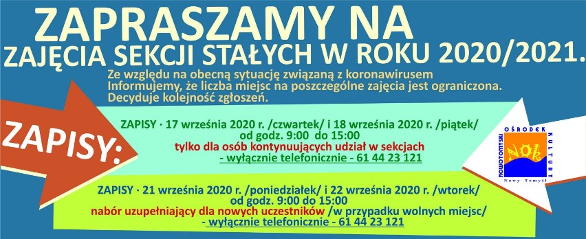 Propozycje zajęć od Nowotomyskiego Ośrodka Kultury na rok szkolny 2020/2021