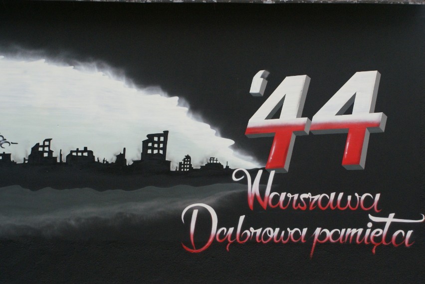 Mural powstańczy na bloku w Dąbrowie Górniczej