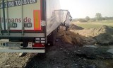 Ciężarówka z półtuszami wieprzowymi wypadła z drogi koło Trzebiechowa
