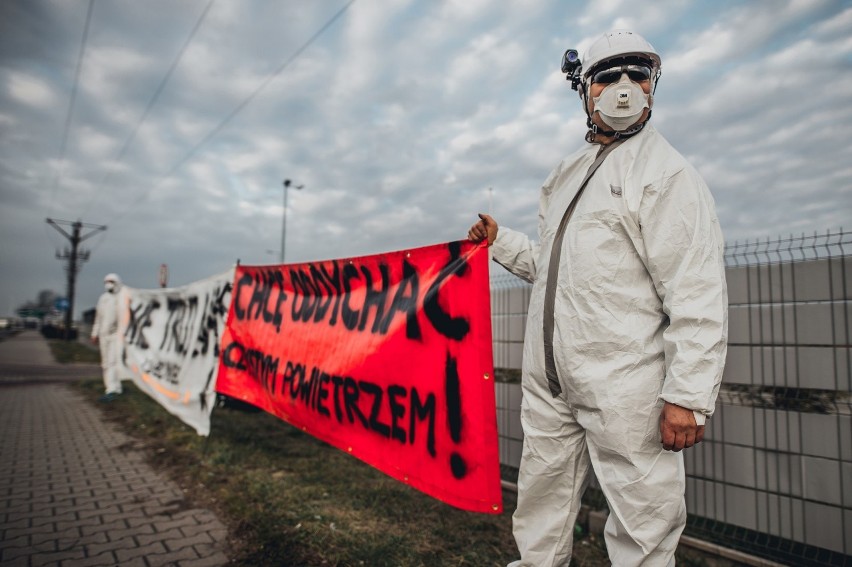 Protest mieszkańców przed strefą ekonomiczną w Lublińcu