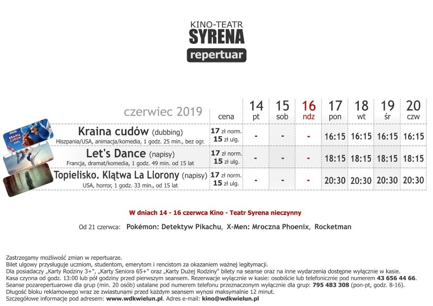 Repertuar kina Syrena w Wieluniu od 14 do 20 czerwca[ZWIASTUNY]