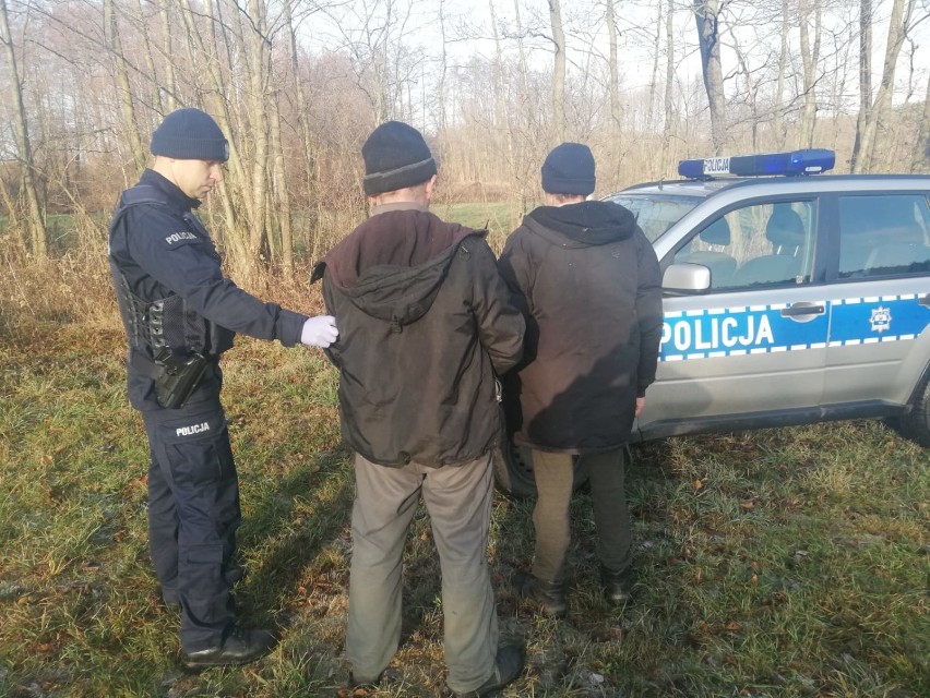 Policjanci wraz z przedstawicielami Straży Leśnej zabezpieczyli cztery wnyki i zatrzymali dwóch mężczyzn, którzy rozstawiali je  w lesie