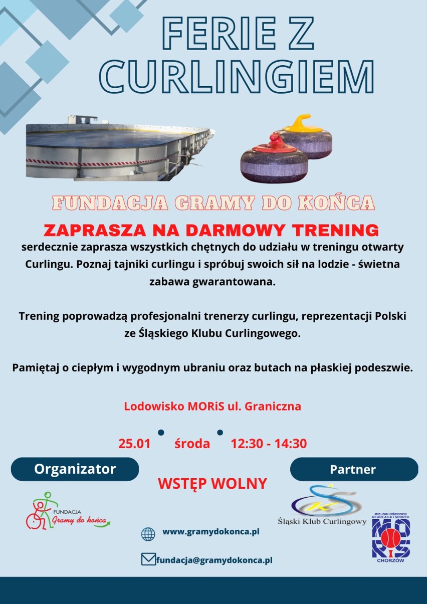 Darmowe zajęcia z curlingu na ferie. 25 stycznia zajęcia na Granicznej