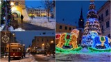 Tak wygląda Tarnów w świątecznej i zimowej szacie po zmroku. Śnieg i blask kolorowych lampek dodają uroku znanym miejscom. Zobacz zdjęcia