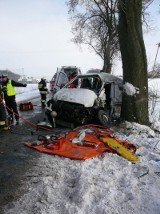 Wypadek - Gwiździny. Konwój uderzył w drzewo, kierowca zginął na miejscu [ZDJĘCIA]